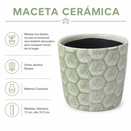 Maceta Redonda en Cerámica con Diseño Decorativo Ø12x10.5cm Maceta Redonda En Cerámica Con Diseño Decorativo ø12x10.5cm