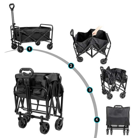 Carro de playa plegable 70x45x50cm Negro