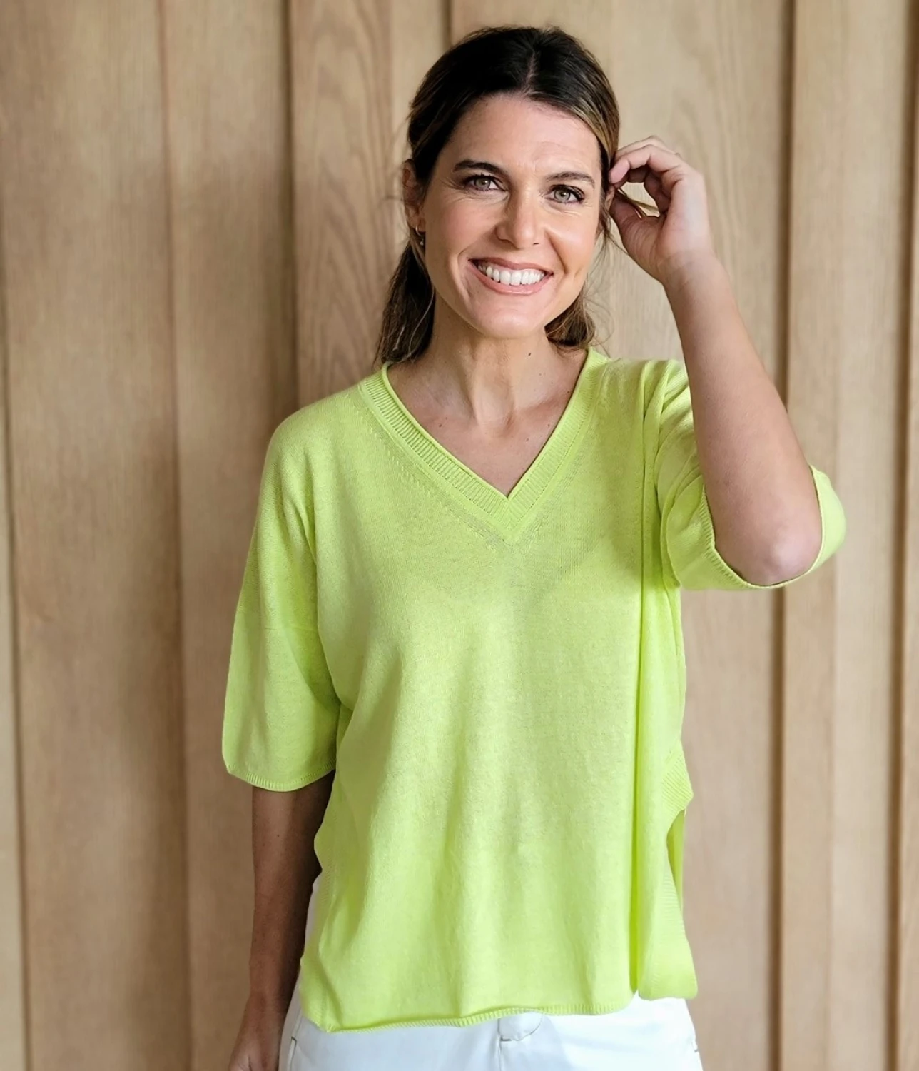 Remera Nogal Knitted verde lima talle unico