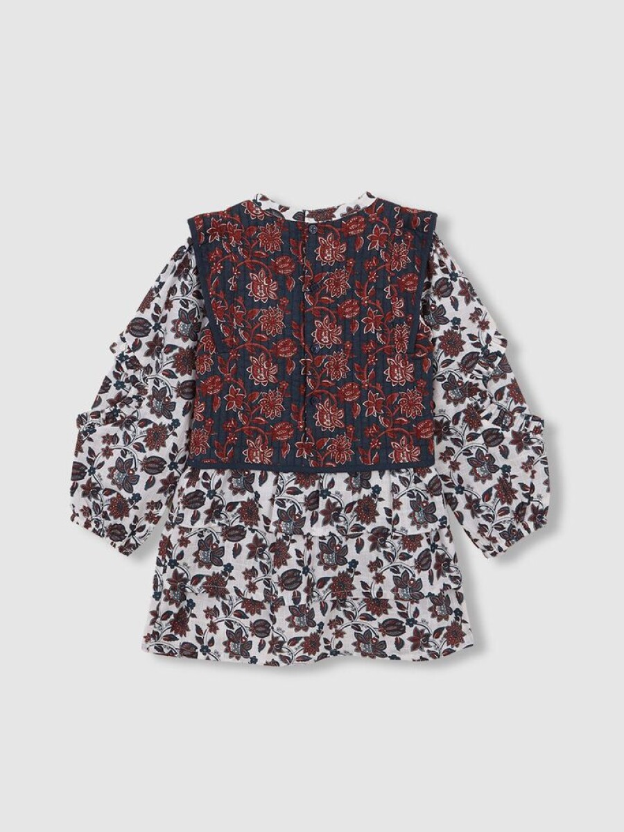 Vestido Estampado Con Blanco Roto