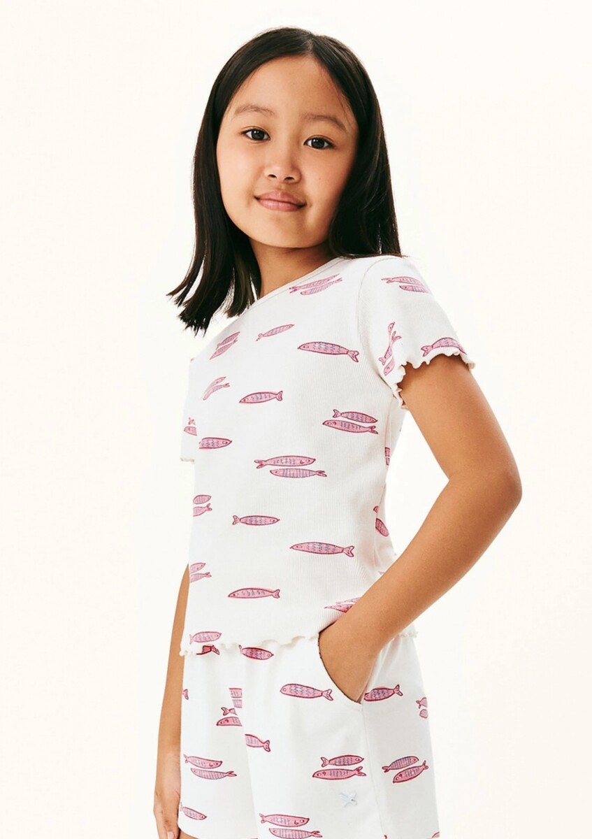 BLUSA MANGA CORTA INFANTIL CON ESTAMPADO - BEIGE 