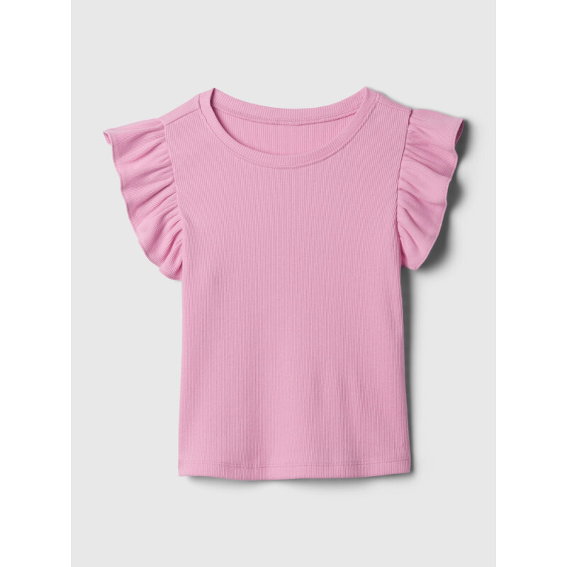 SS BRANNANS RIB FLUTTER TOP SUGAR PINK
