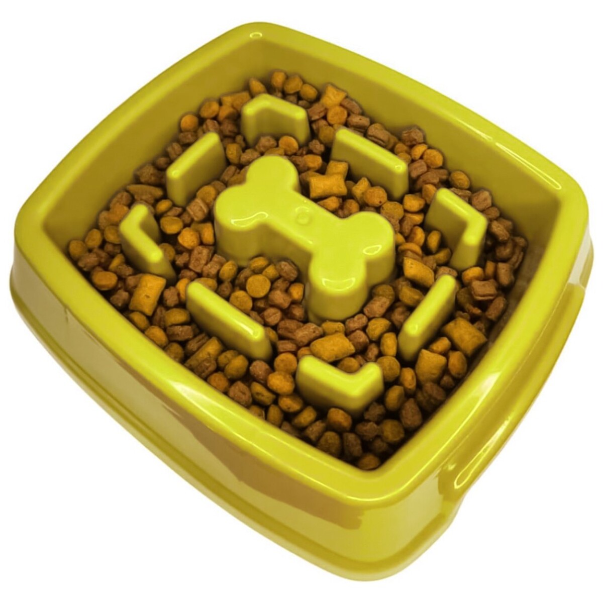 Plato Come Lento Mascota Grande Comedero Alimento Perro Gato - Color Variante Dorado 