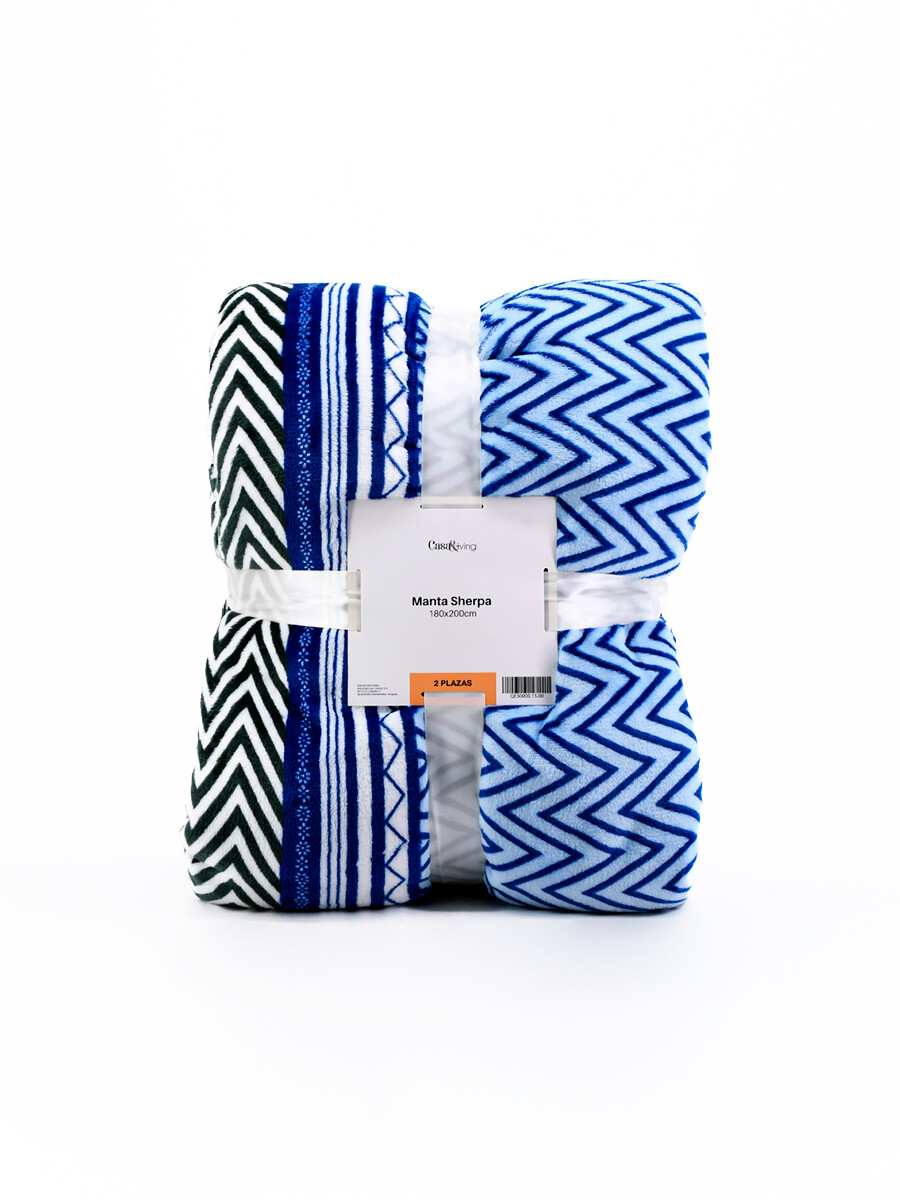 MANTA SHERPA PRINT 2 PLAZAS - CELESTE 
