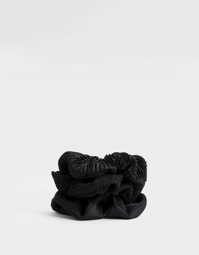 Skunzies Set por 3 Set De Scrunchies - Negro