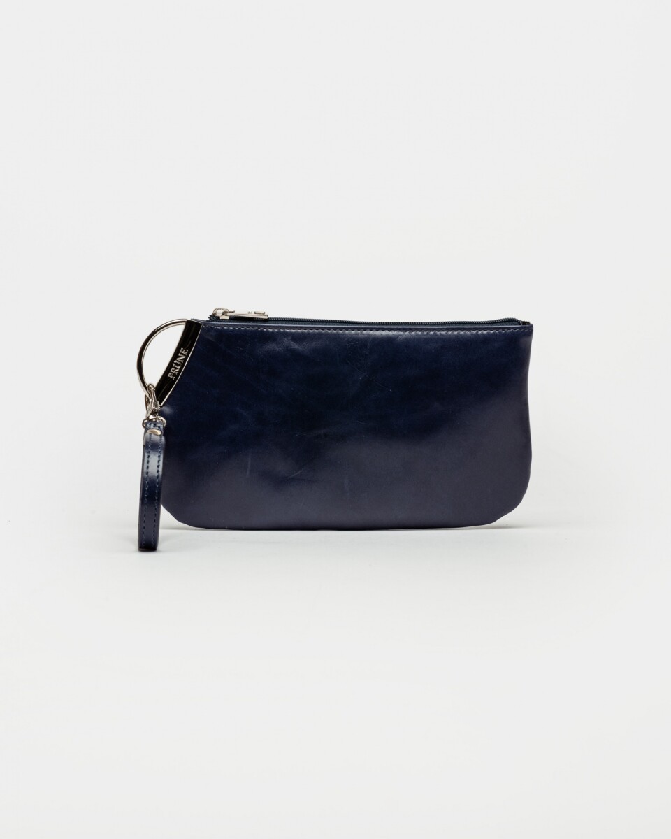 Porta Cosméticos Katy En Cuero Liso - Azul 