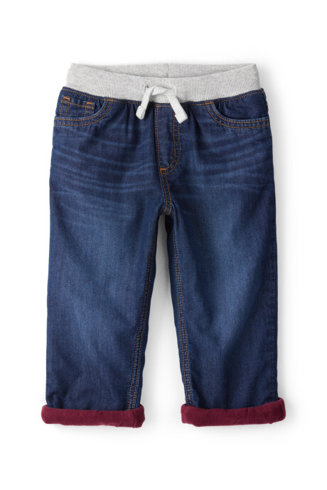 Pantalón jean, forrado, corte recto Sin color