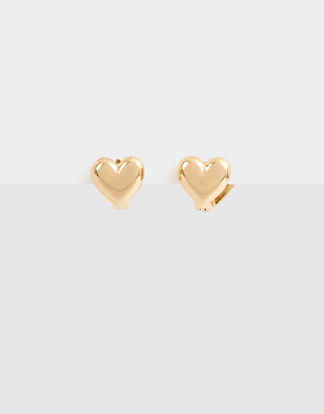 Aros Pasantes Con corazón Aros Doble Corazón - Dorado