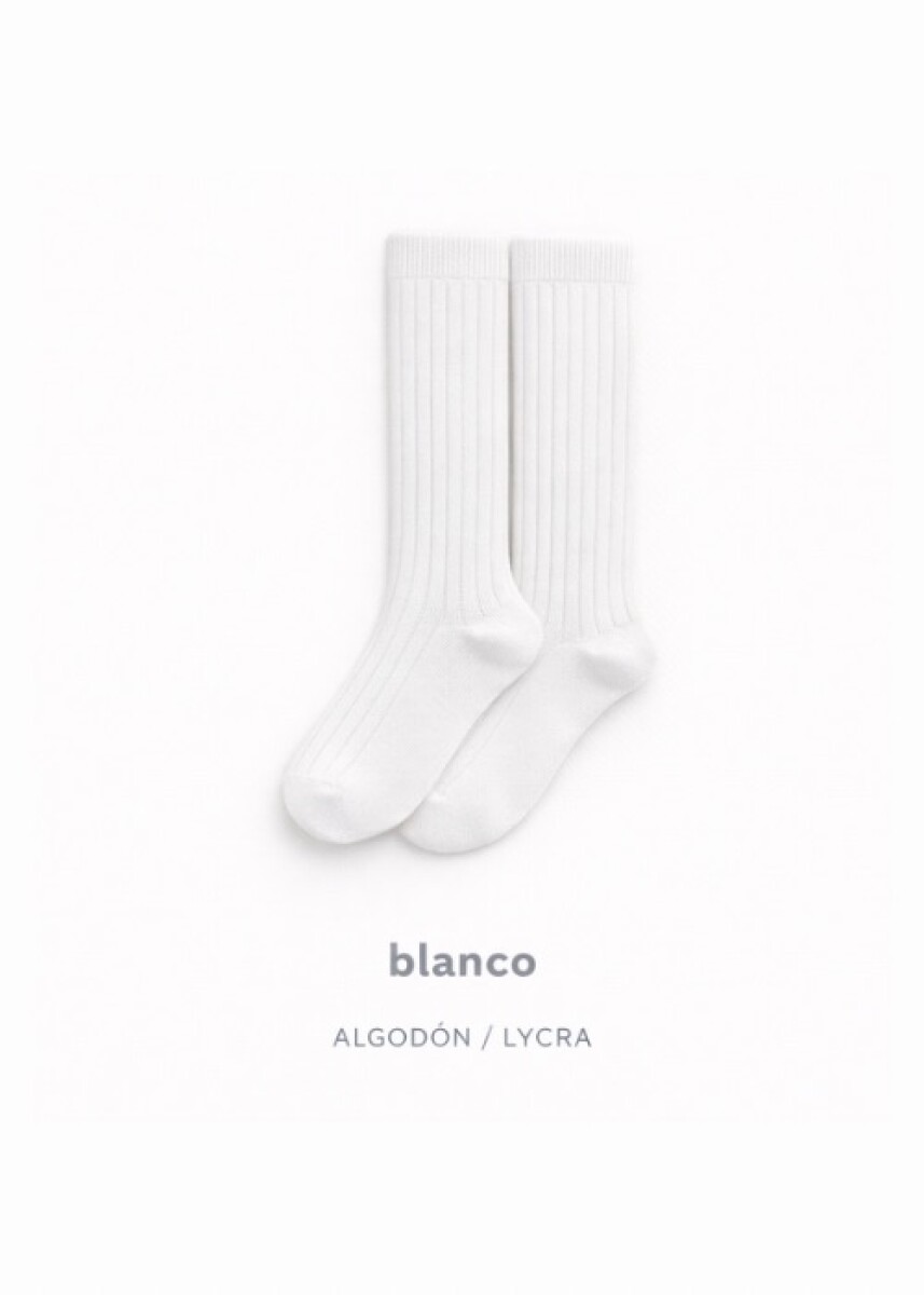 Calcetín alto canalé blanco - Blanco 