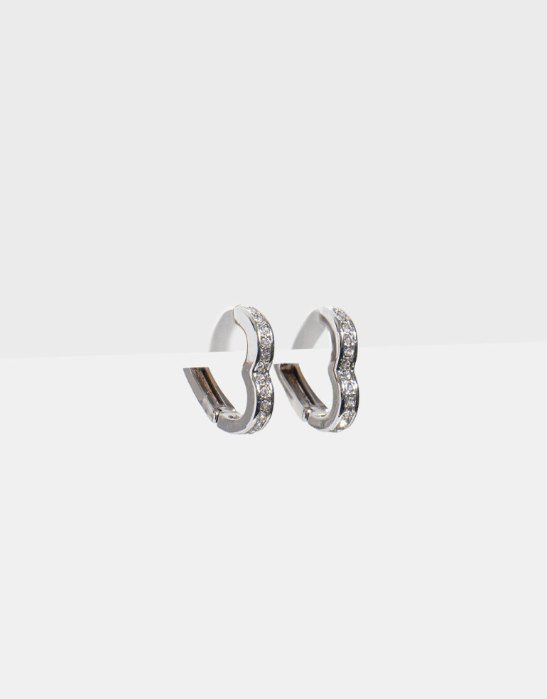 Aros Argollas Metal Argollas De Corazón - Plateado Rodio