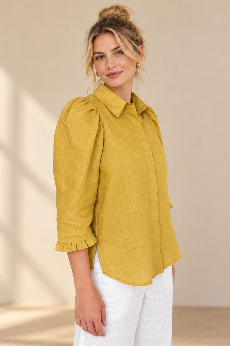 Camisa palma Mostaza