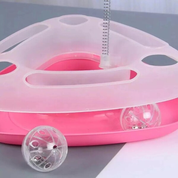 Juguete Para Gato Interactivo Pluma Con Movimiento Y Pelota Color Variante Rosa