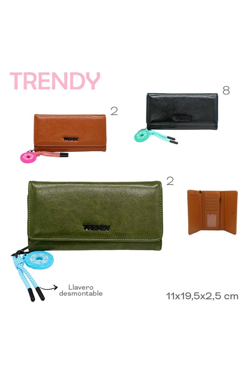 Billetera Trendy con llavero Camel