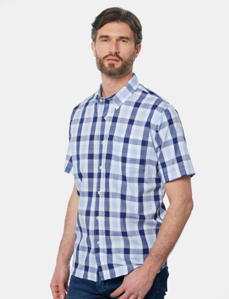 CAMISA A CUADROS Celeste