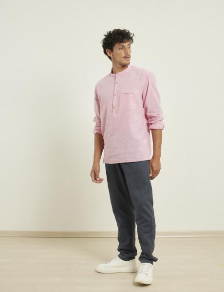 012105 CAMISA HARRINGTON LABEL DE LINO Rosado