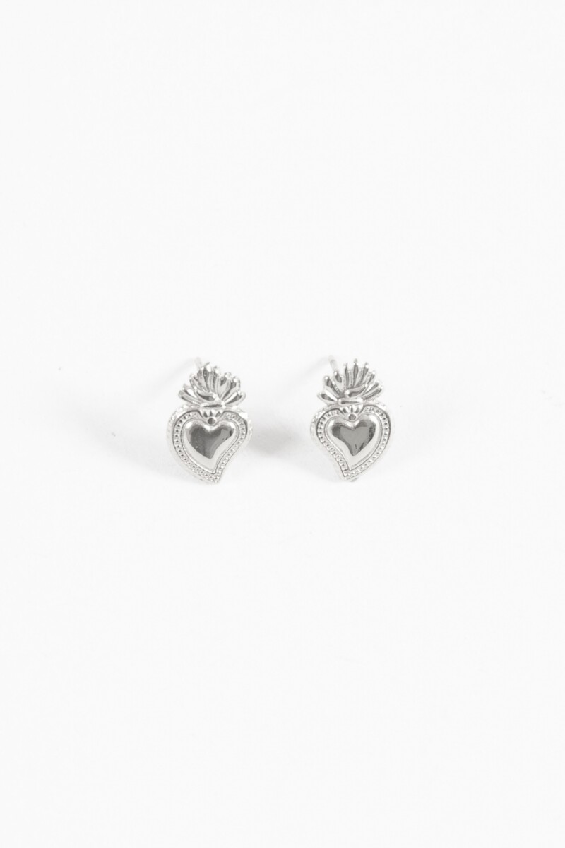 Caravanas pin acero heart plateado