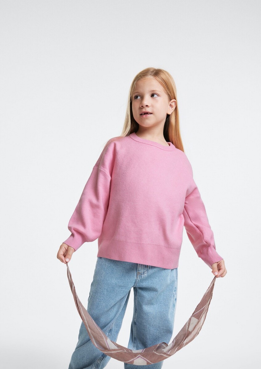 BUZO DE PUNTO INFANTIL - BLANCO - ROSADO 