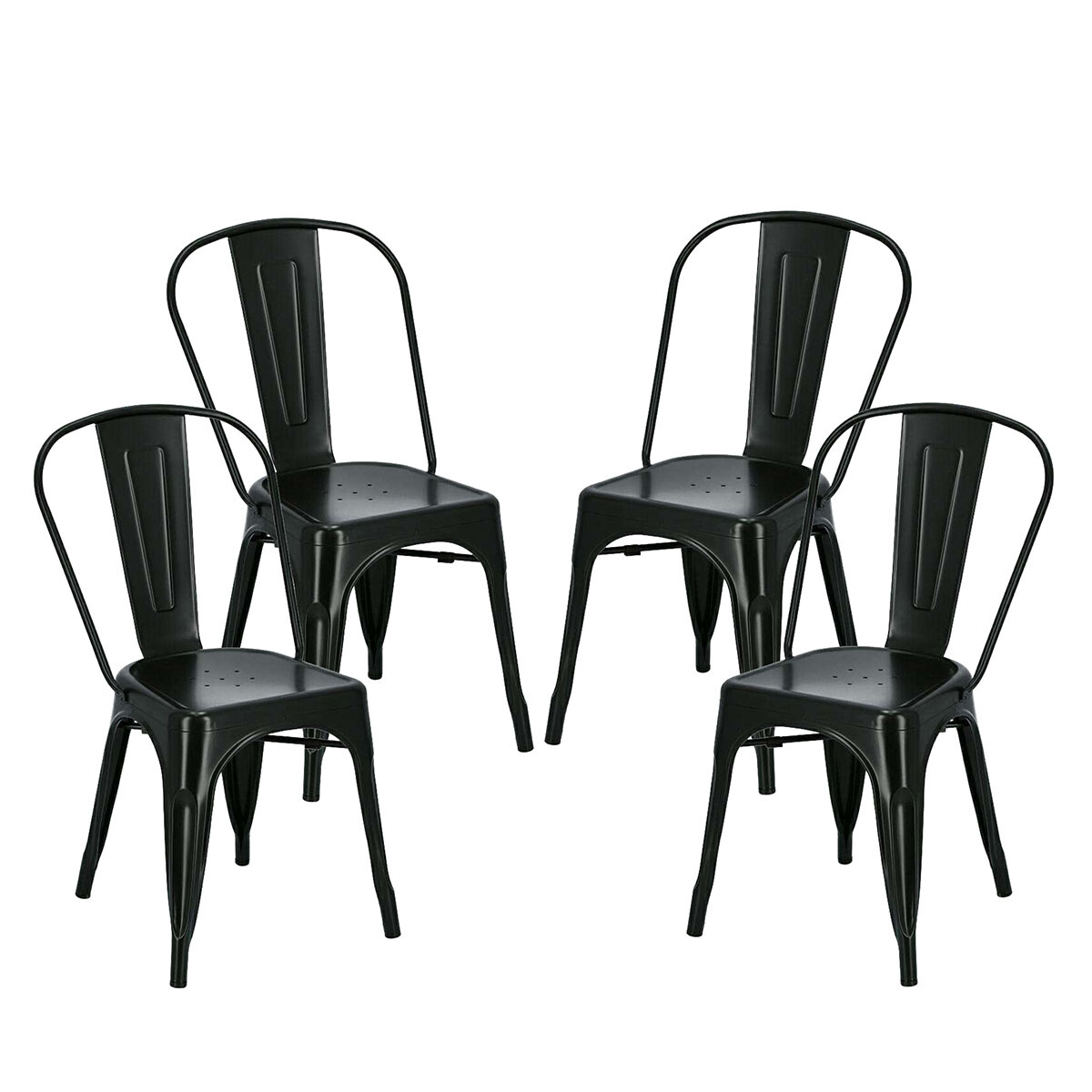 Set X4 Silla Tolix metal - NEGRO MATE 