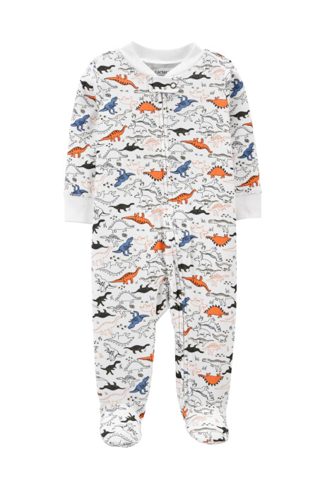 Pijama de algodón con pies y doble cierre diseño dinosaurios Sin color