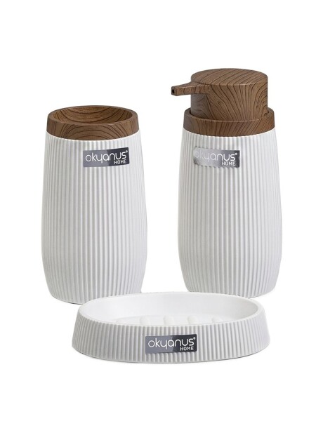 SET 3PCS BAÑO PP Y MADERA BLANCO SET 3PCS BAÑO PP Y MADERA BLANCO