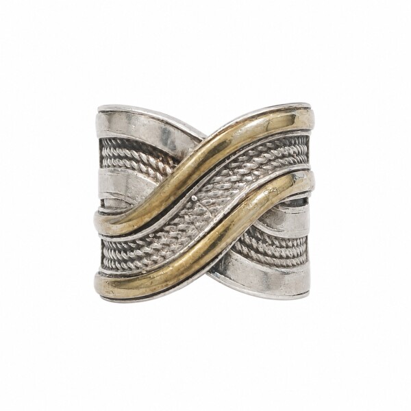 Anillo Cruzado - Plata y oro - Sin piedra - AN4739 conpiedra