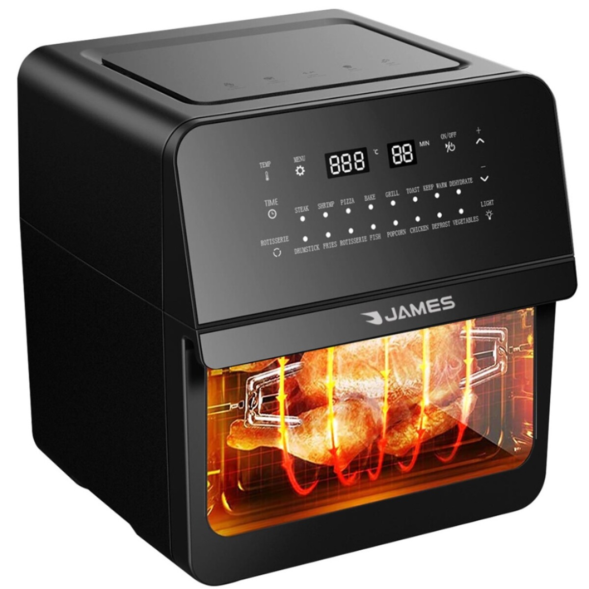 Horno Y Freidora Sin Aceite Multifunción James Fj-af16 16 L - FREIDORA JAMES FJ-AF-16 MULTIFUNC. 3200 