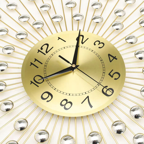 Reloj De Pared Sol Dorado Con Brillos Reloj De Pared Sol Dorado Con Brillos