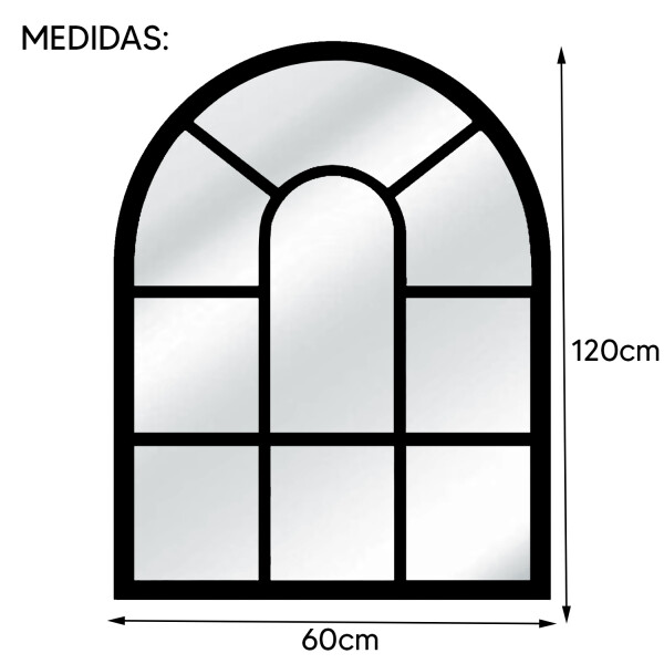 Espejo Medio Punto En Formato Ventana F-m-01de 120 X 60cm ESPEJO M.PUNTO DIVIDIDO 120X60 F-M-01