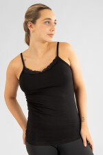 Musculosa con puntilla Negro