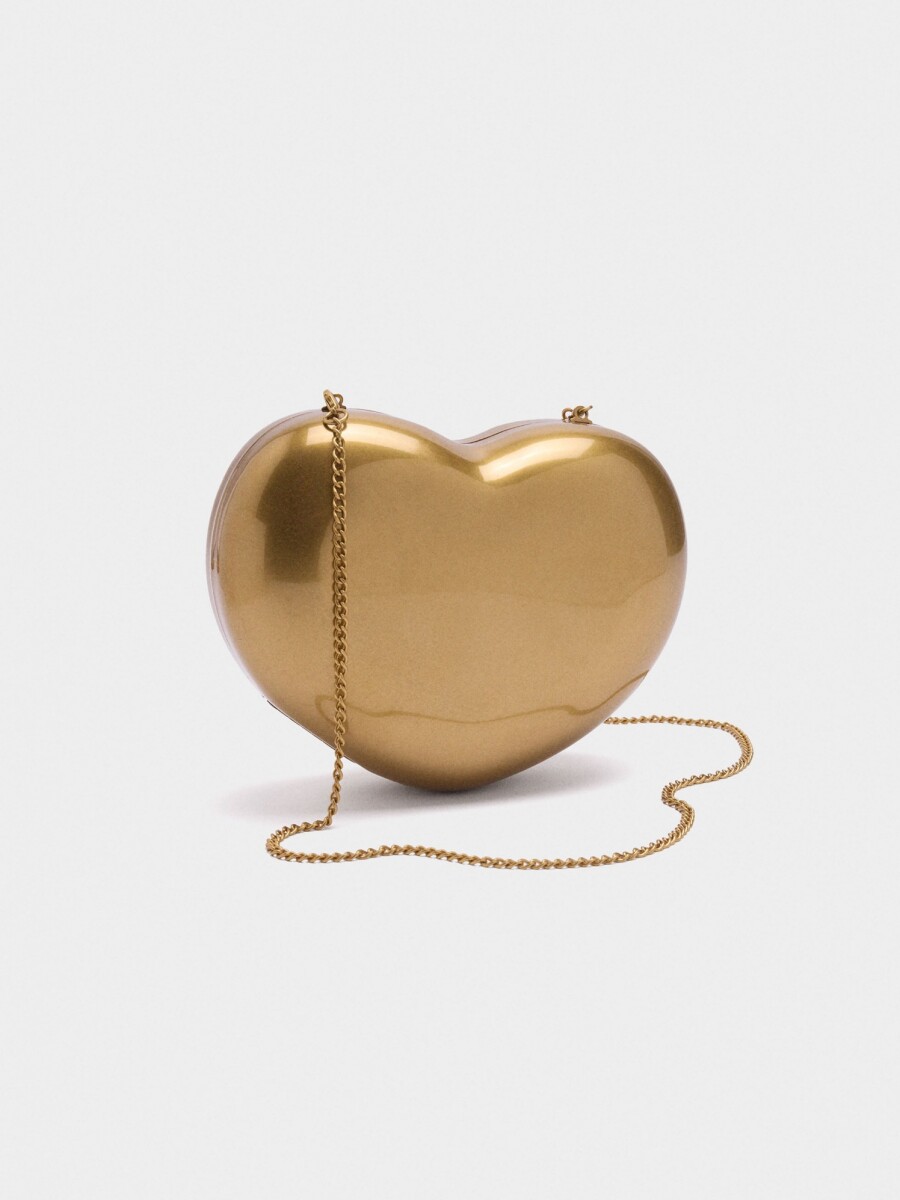 Clutch De Fiesta Corazón Metálico dorado