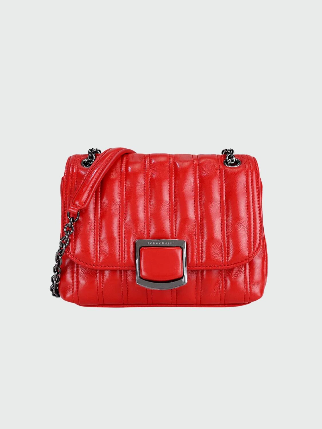 Longchamp -Cartera de cuero con solapa, Brioche Púrpura