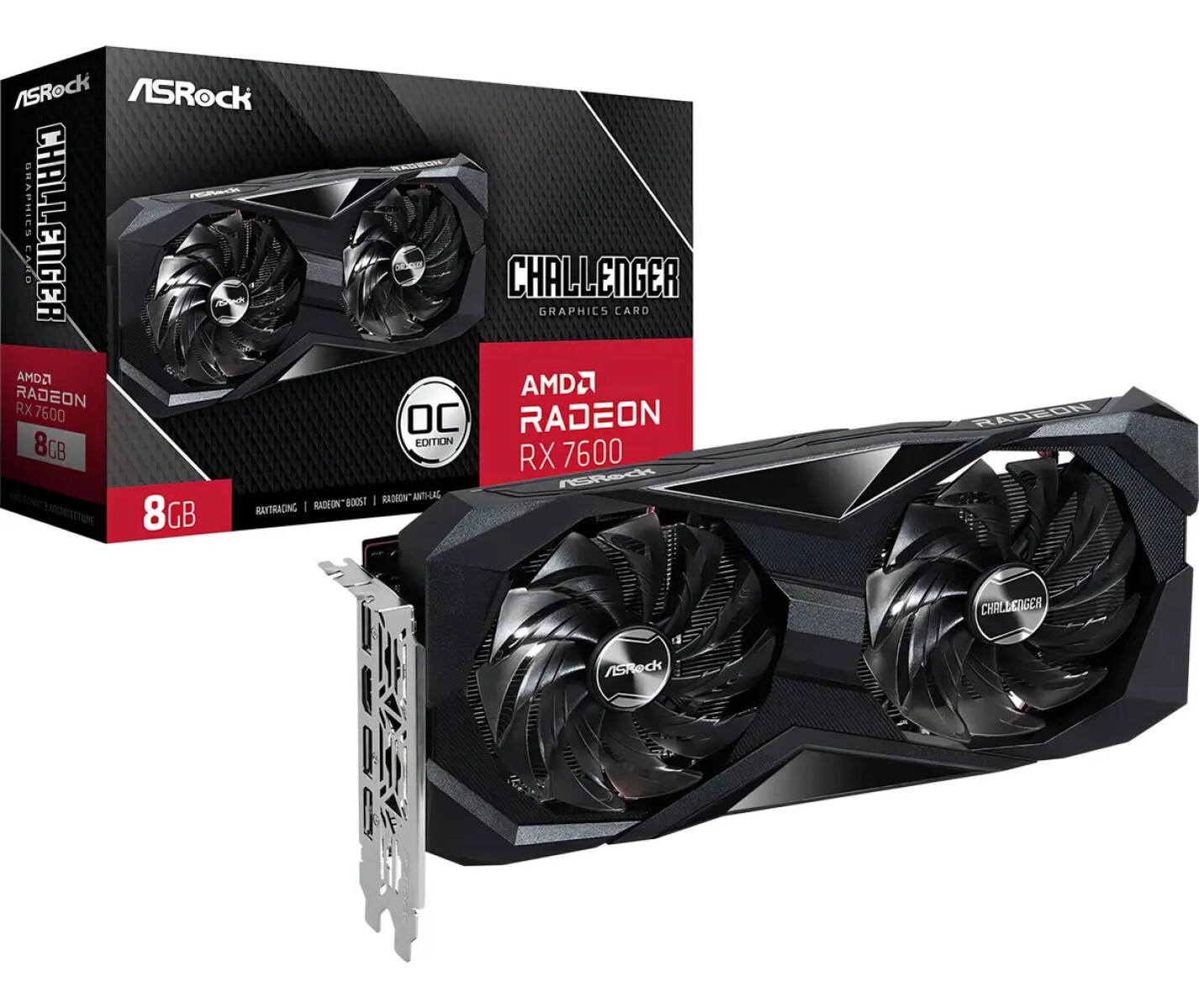 Tarjeta De Video Asrock Radeon Rx 7600 Challenger Oc 8gb Gddr6 - TARJETA VIDEO ASROCK RX7600 CHALLENGER 8 