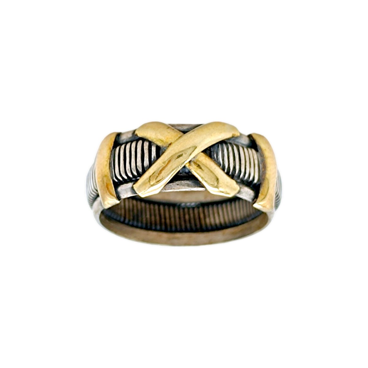 Anillo Cruz-Plata y Oro-Sin Piedra-AN5117 - sinpiedra 