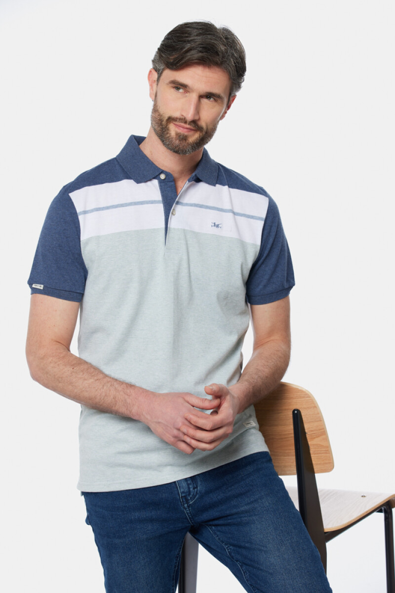 POLO JERSEY RAYADA - Azul 