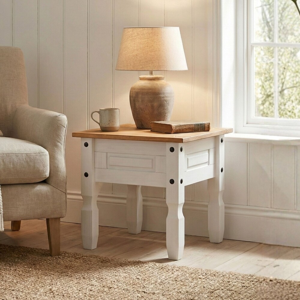 Mesa de living lateral - Linea mexicana Blanco