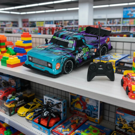 Camioneta Control Remoto RC Monster Torna Alta Vel a Pilas Turquesa/lila