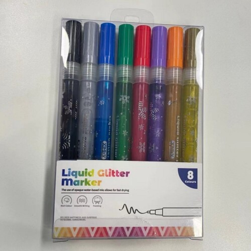Set De Marcadores Con Purpurina Líquida - 8 Colores Unica
