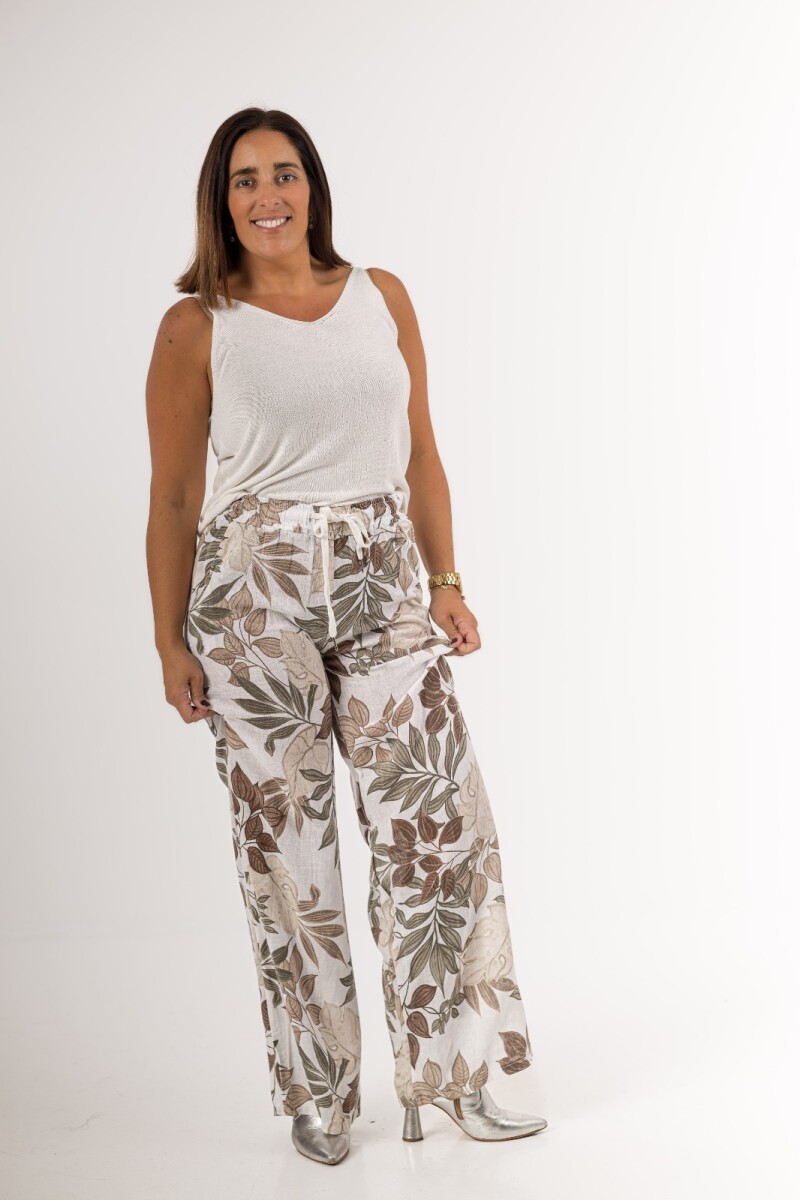 Pantalón 100% lino estampado 