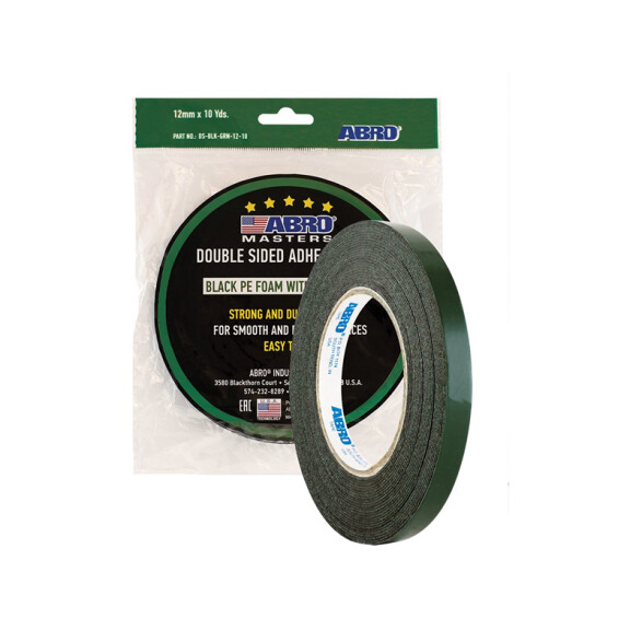 Cinta doble faz espuma negra 12 mm x 9 mts ABR156