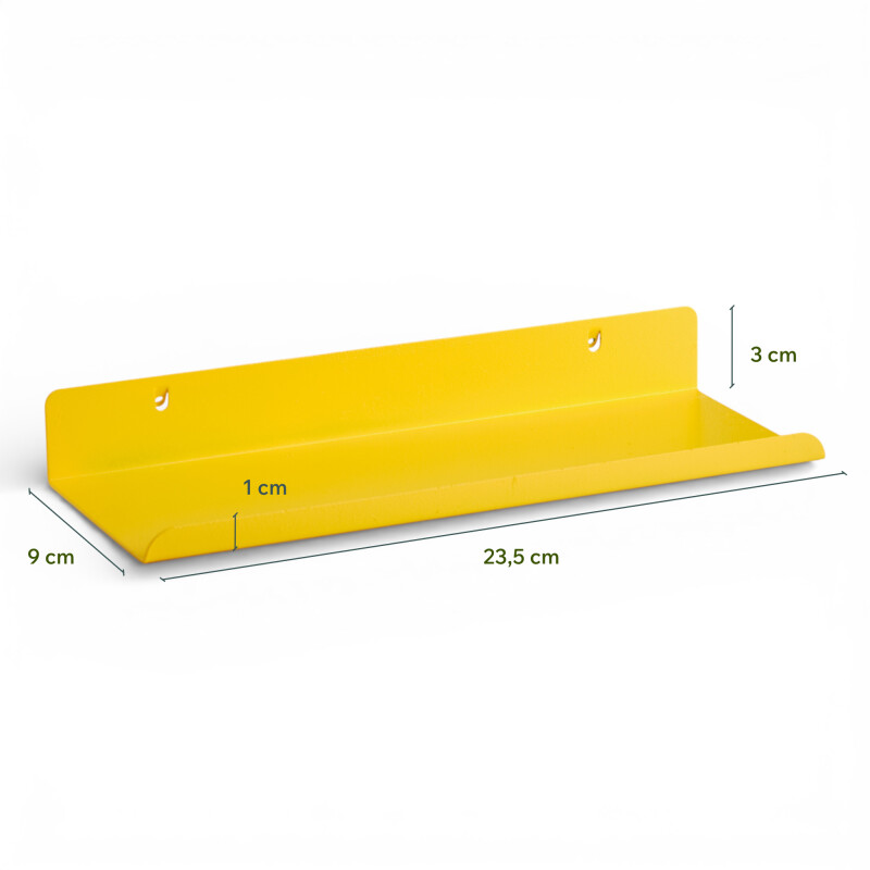 Estante organizador grande con borde para panel perforado pegboard metálico Amarillo