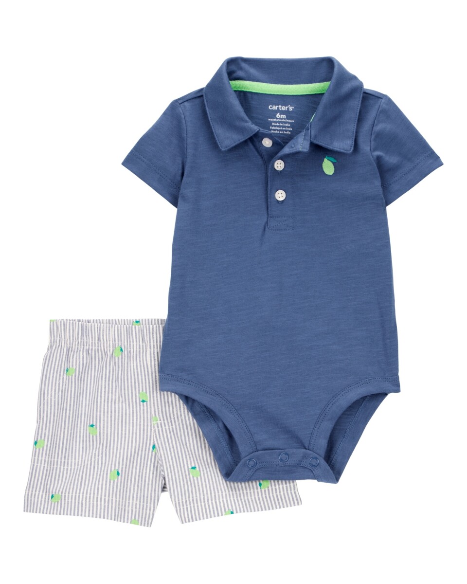 Set dos piezas de algodón, short y body polo, diseño lima 