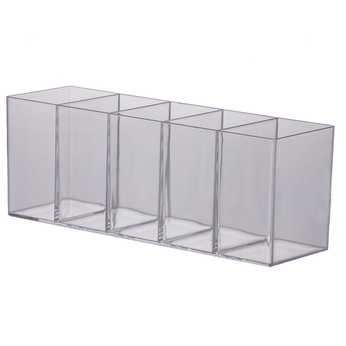 Organizador para cosméticos de acrílico rectangular con 5 divisiones - TRANSPARENTE 