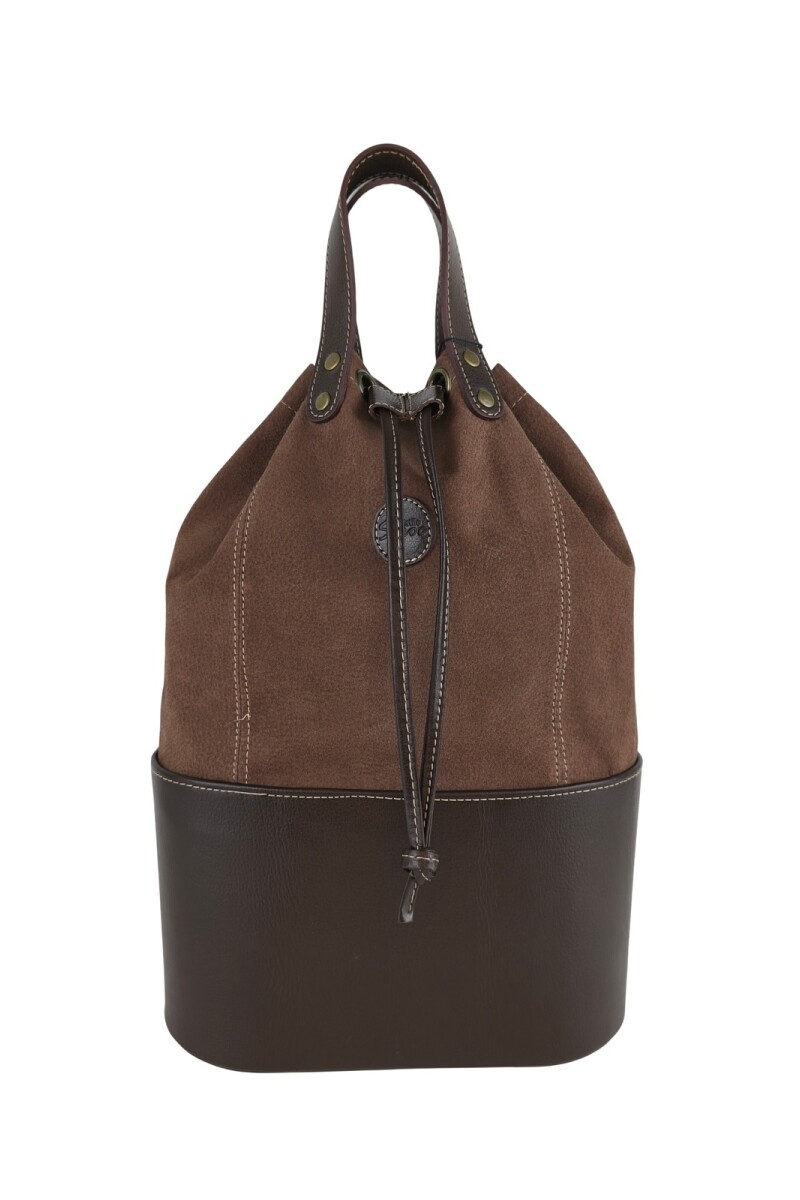 Matera bolso con división en cuero Chocolate