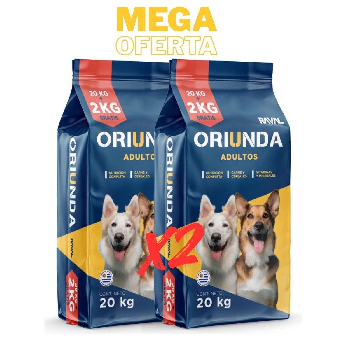 Combo Oferta 2 bolsas de Oriunda 22 kg 
