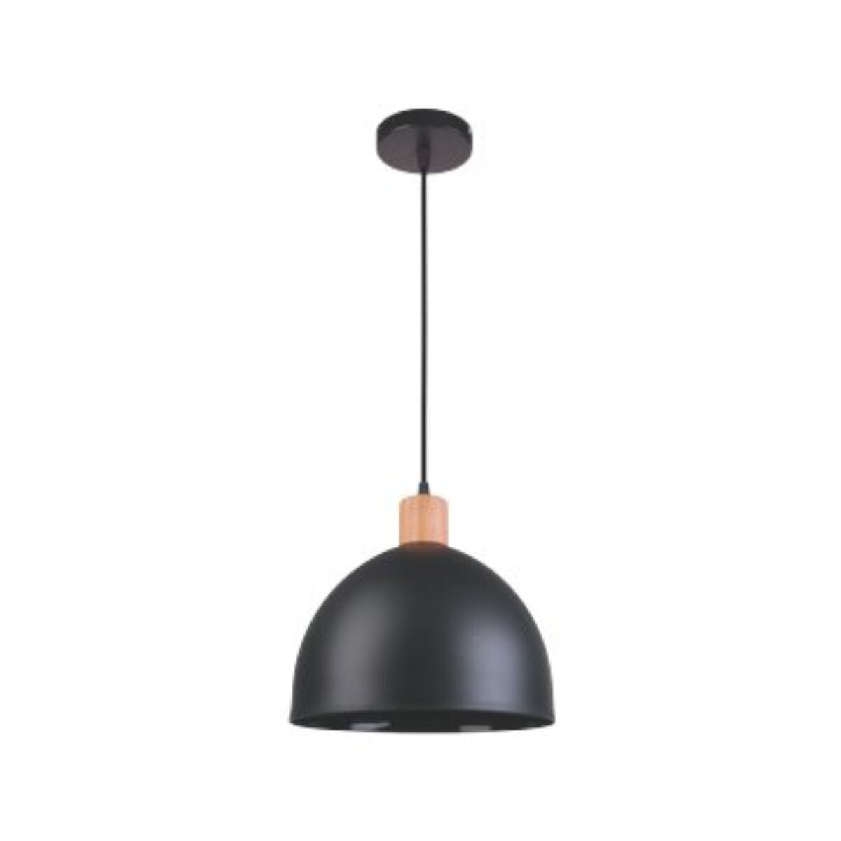 COLGANTE DECORATIVA CAMPANA E27 CON DETALLE EN MADERA BETA Negro