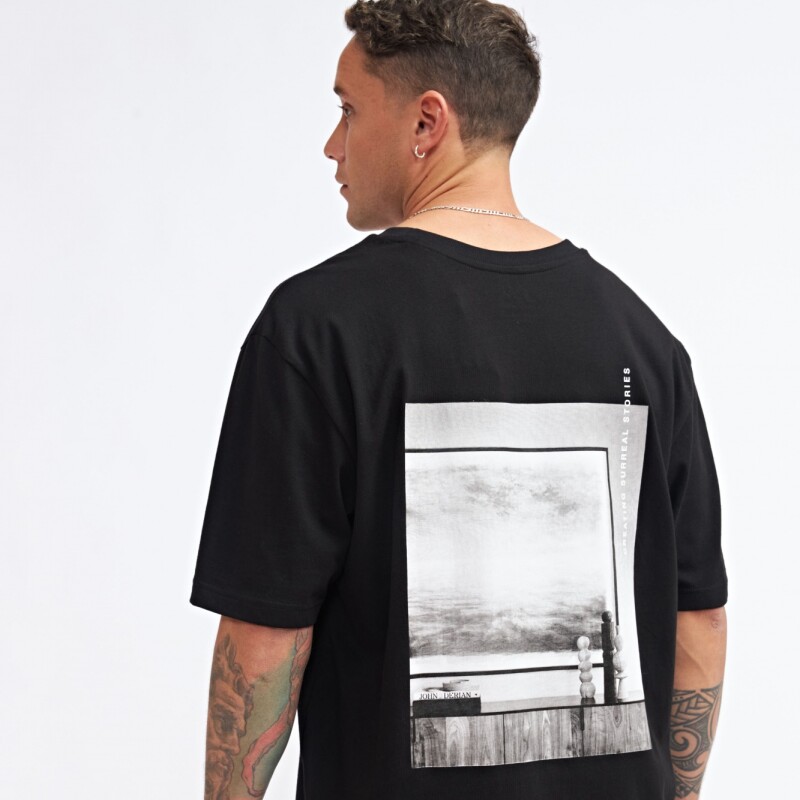 Remera Hombre M/C Alg.C/Estam.E/Espal.OversizeN+ Negro