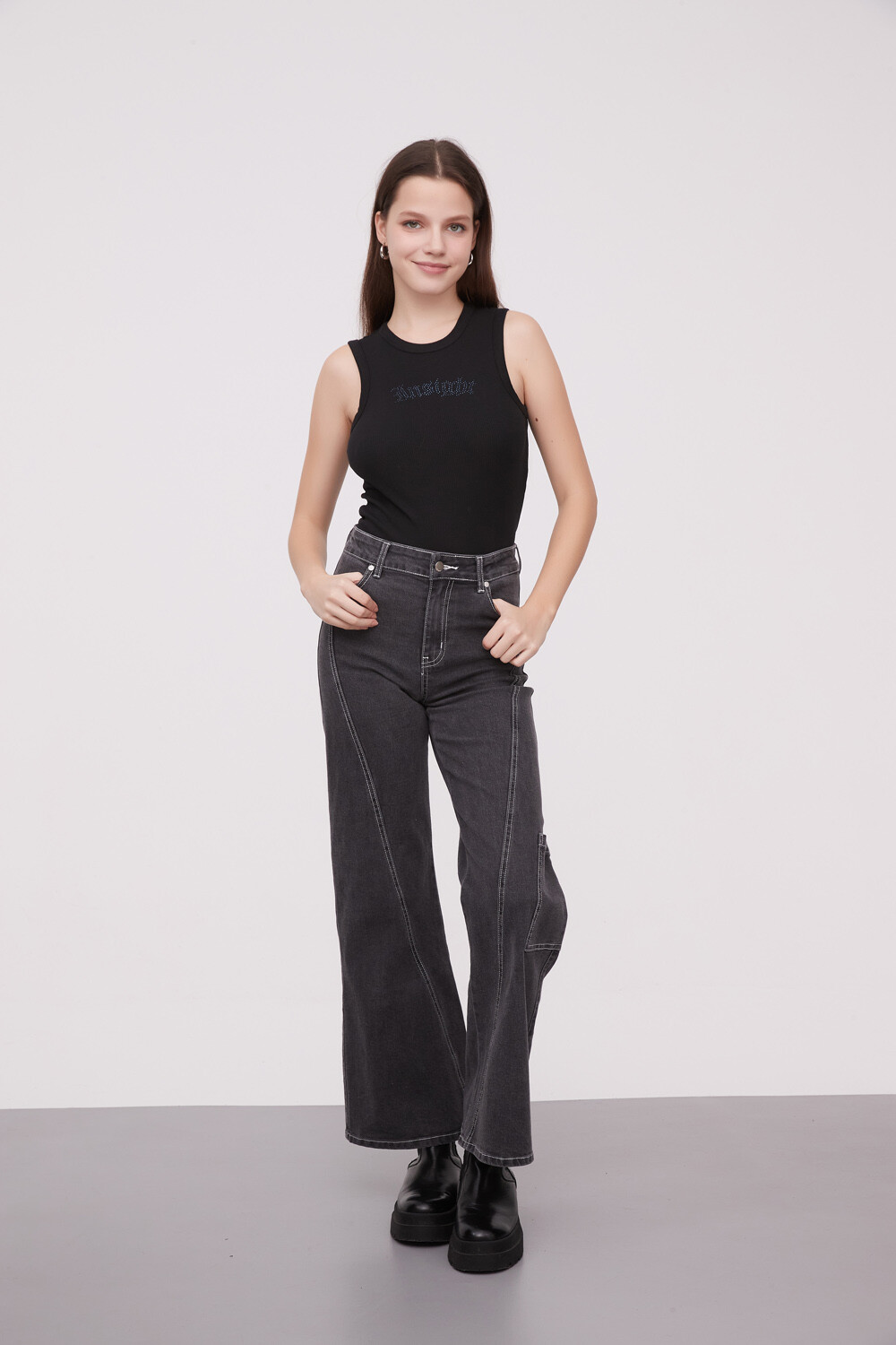 Pantalon Graena Gris Medio