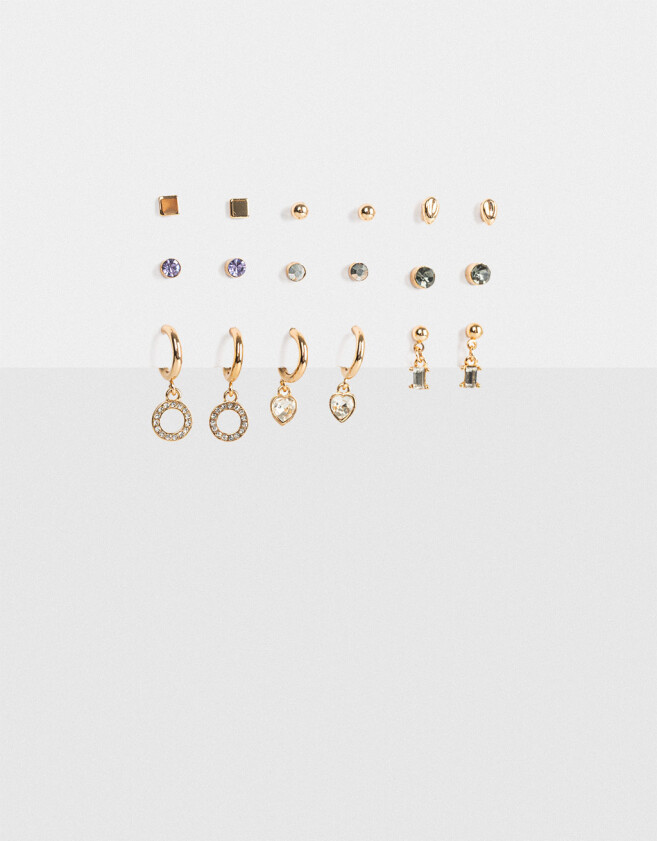 Aros Sets Con strass multicolor Set De Aros Con Strass Multicolor - Dorado