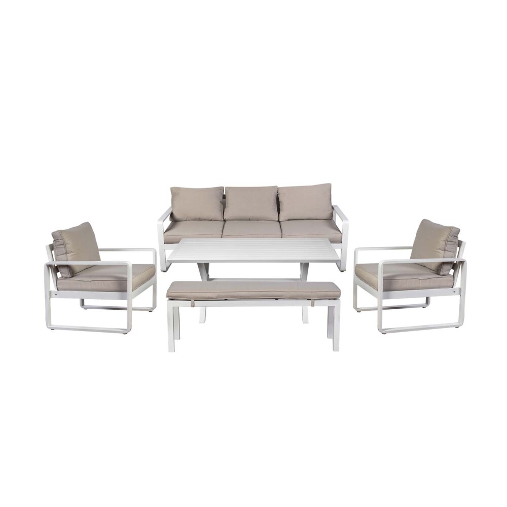 SET COMEDOR ALUMINIO NATURAL-BEIGE CALI
