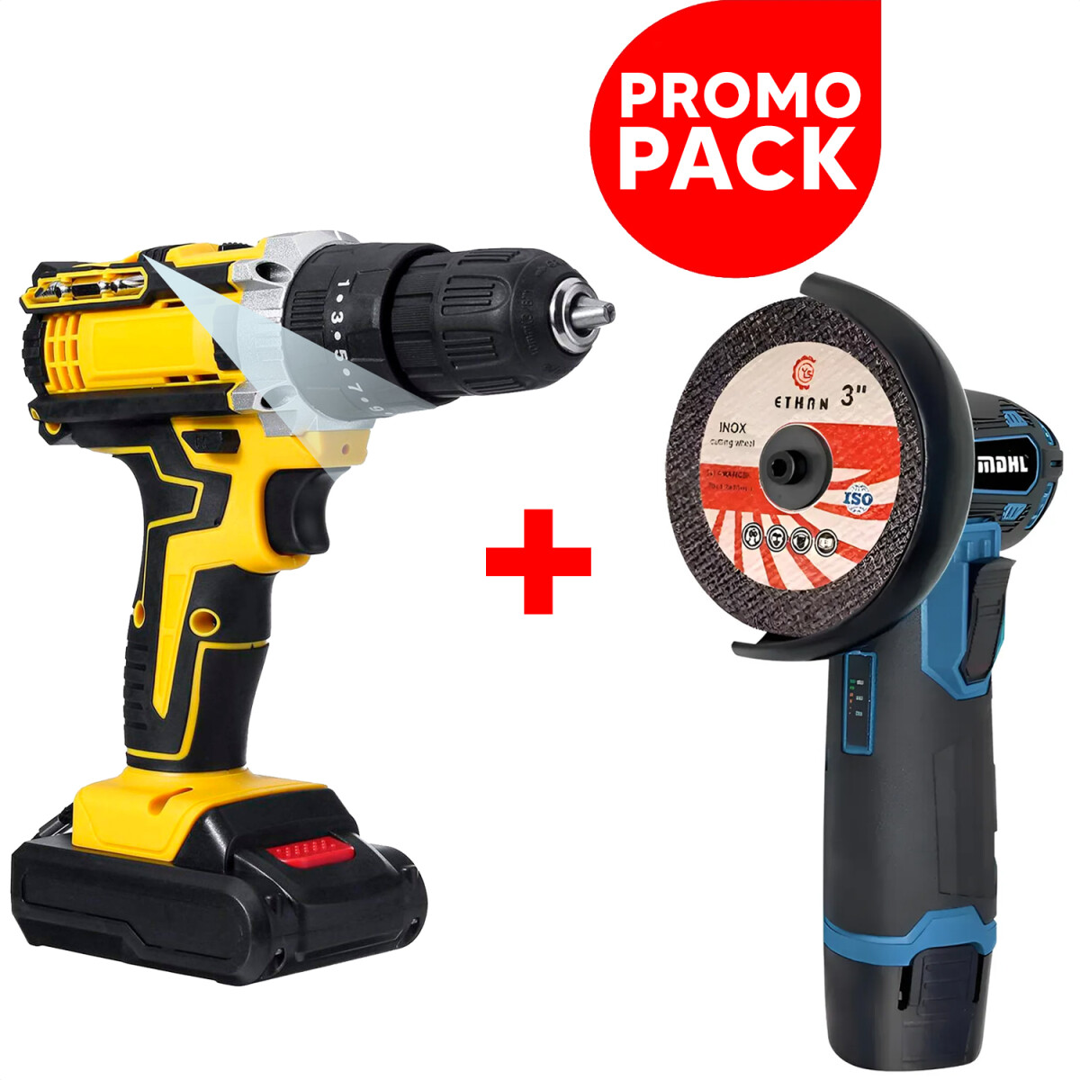 Amoladora Portátil Inalámbrica + Taladro Inalámbrico - PK AMOLADORA PORTATIL + TALADRO INALAMBR 